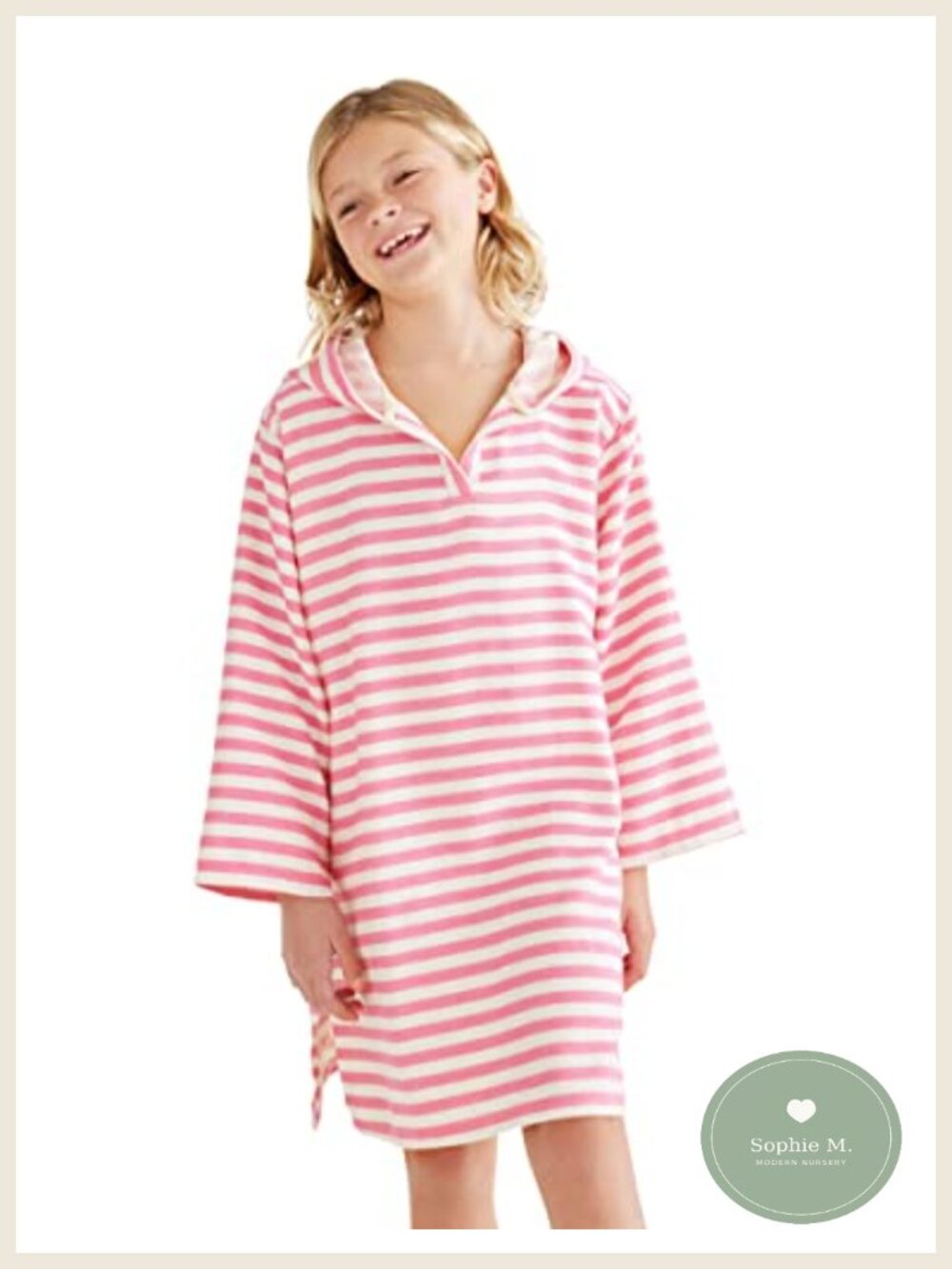 Kids Hooded Swim Cover Up Turkish Cotton Poncho Towel Long Sleeve Beach Robe